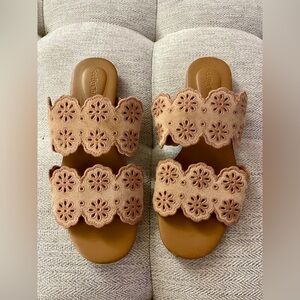 See By Chloe Size 37.5 Valentina Eyelet Double Strap Flats